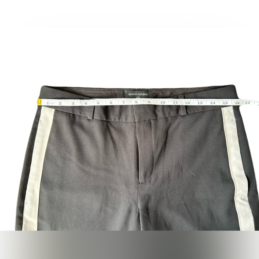 Banana Republic Avery Striped Tuxedo Pants Black White SZ 4 - Picture 9 of 10